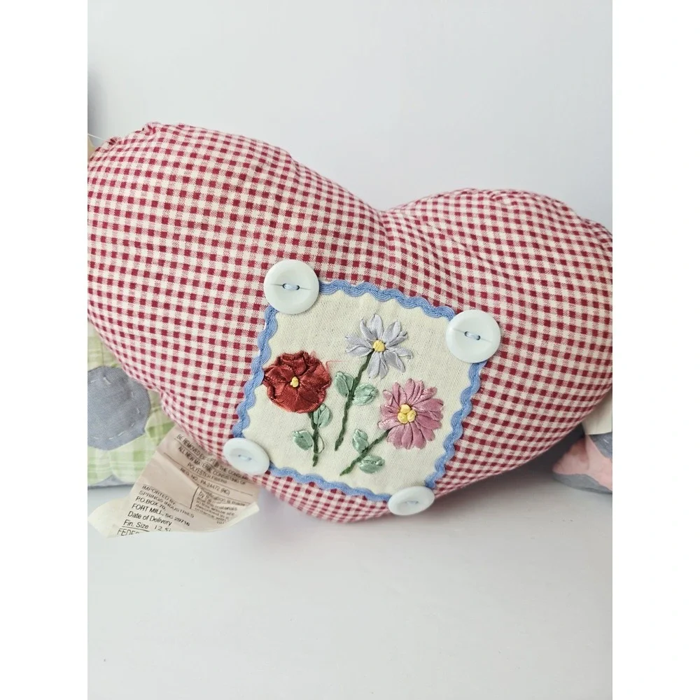 The Linen Closet fabric pillow set of‎ 3 cat heart 2 w tags quilt look sewn